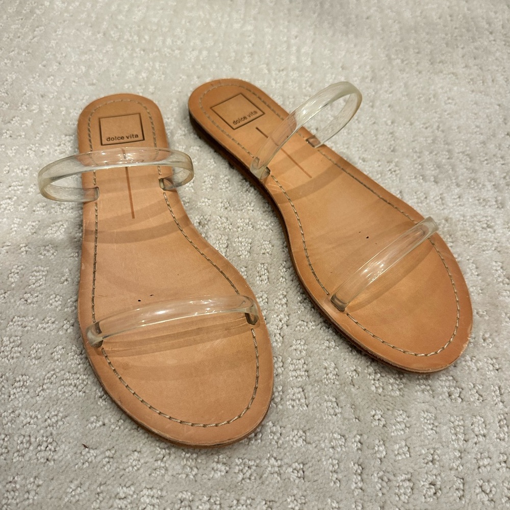 Dolce Vita Tan Sandals Minimalist Slip-On Design